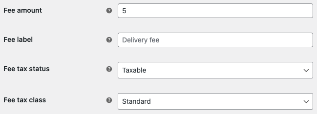 Delivery fee settings