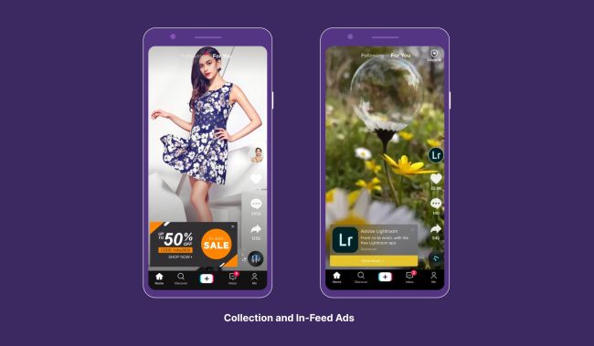 Collection and in-feed ads on TikTok