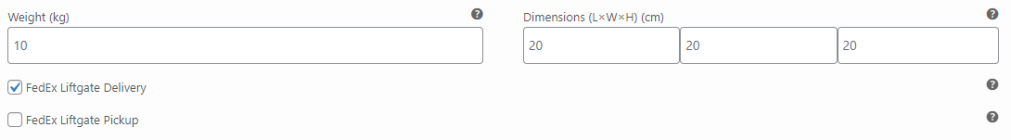 FedEx Liftgate Settings