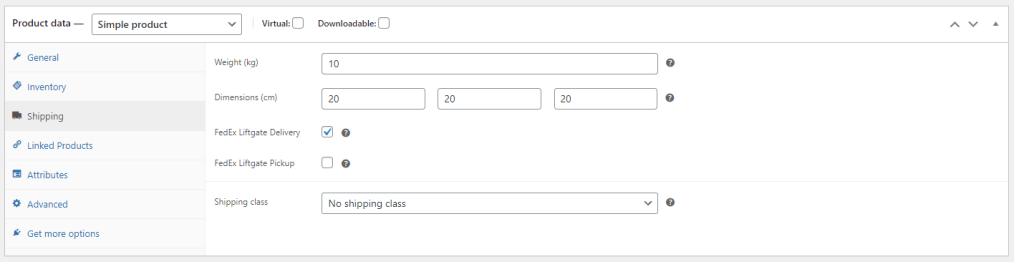 FedEx Liftgate Settings