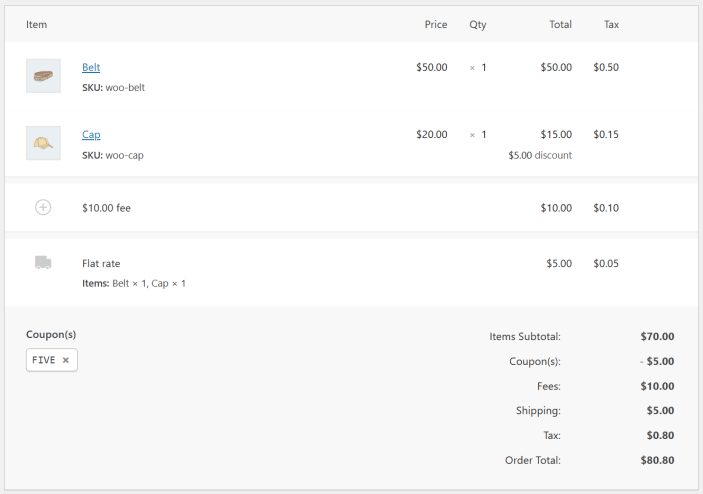 affiliate sample order for commission calculation