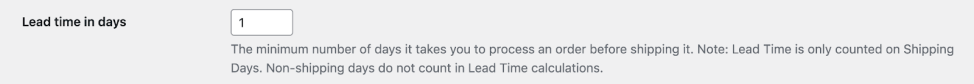 Order Delivery for WooCommerce setting lead time in days to 1