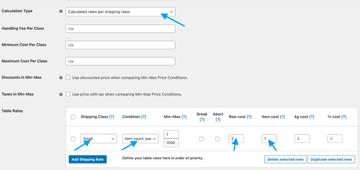 Table Rate Shipping Example 1