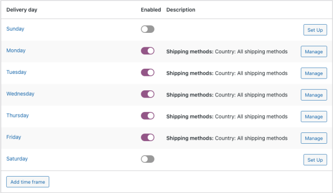 Setup example for the Delivery delivery