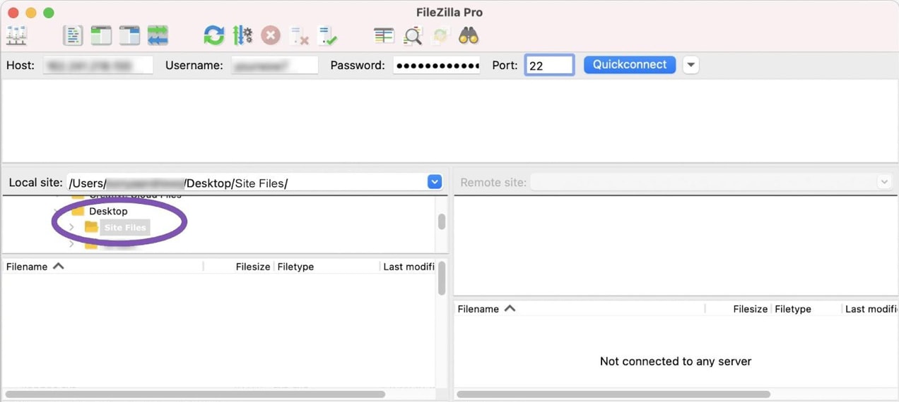 finding site files via filezilla