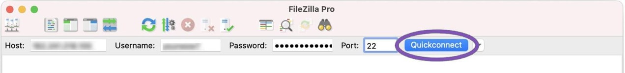 connecting using filezilla