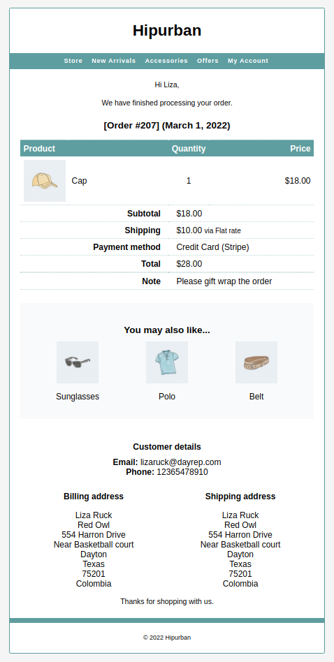product recommendations customized email
