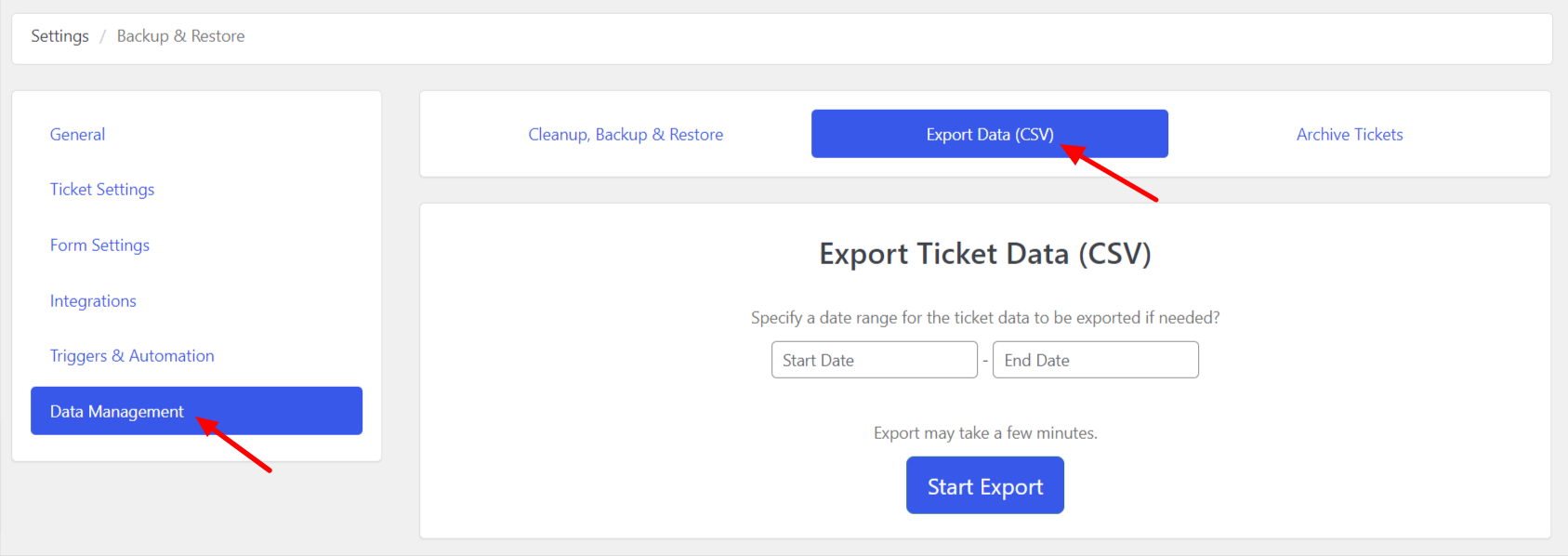 Export Data (CSV)