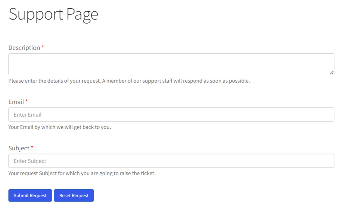 support form with a custom ticket field reordering