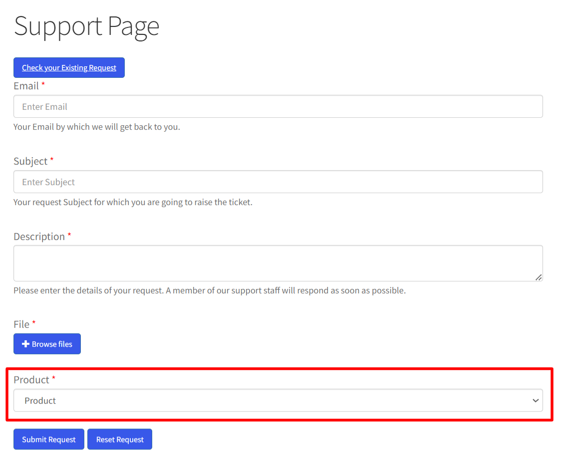 support form ticket