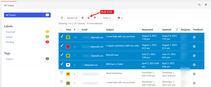 Bulk Edit Tickets