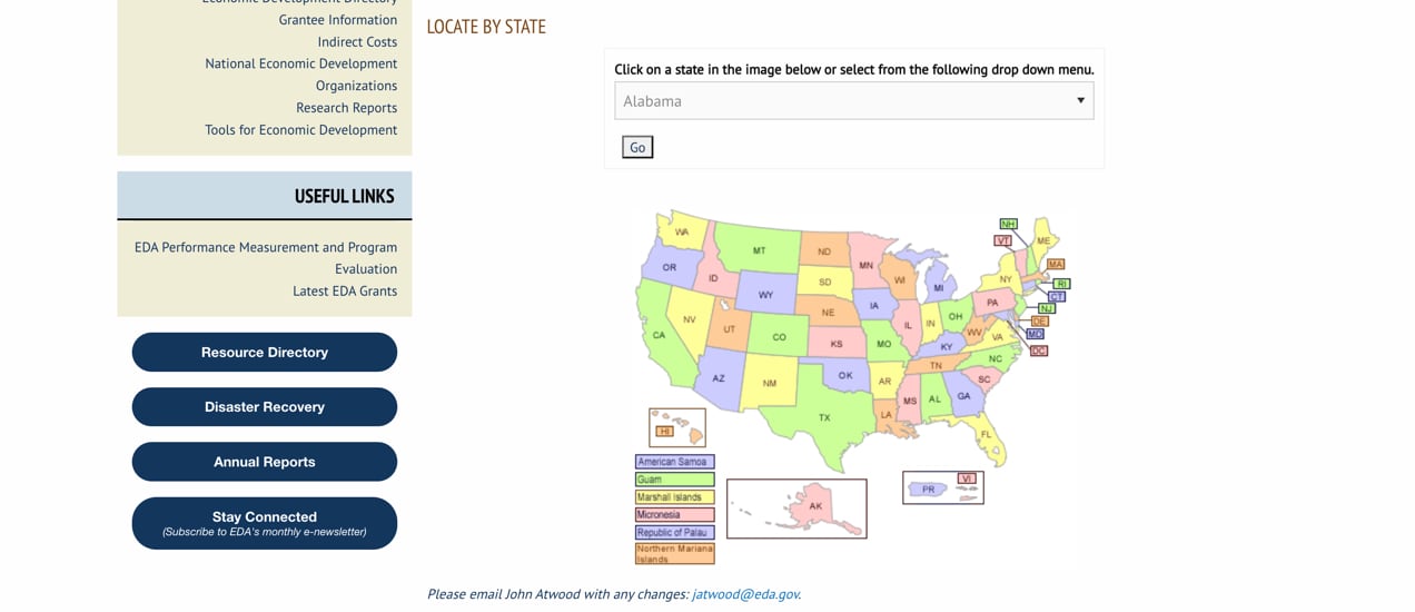 map with grant opportunities by state