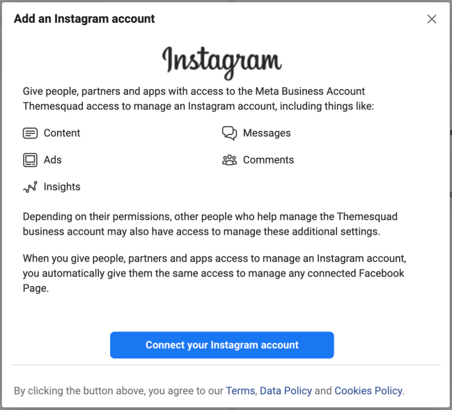 Connect an Instagram account to the Business Manager
