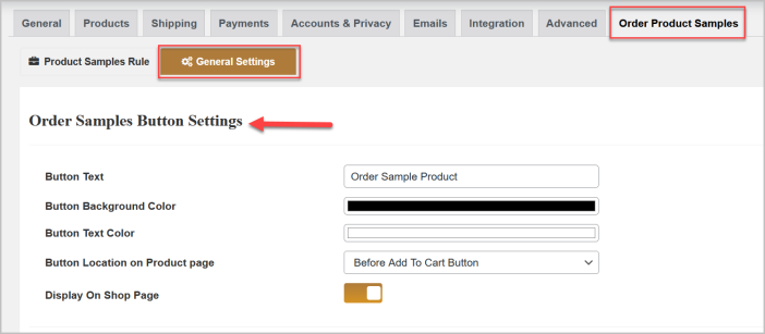 WooCommerce order product samples plugin