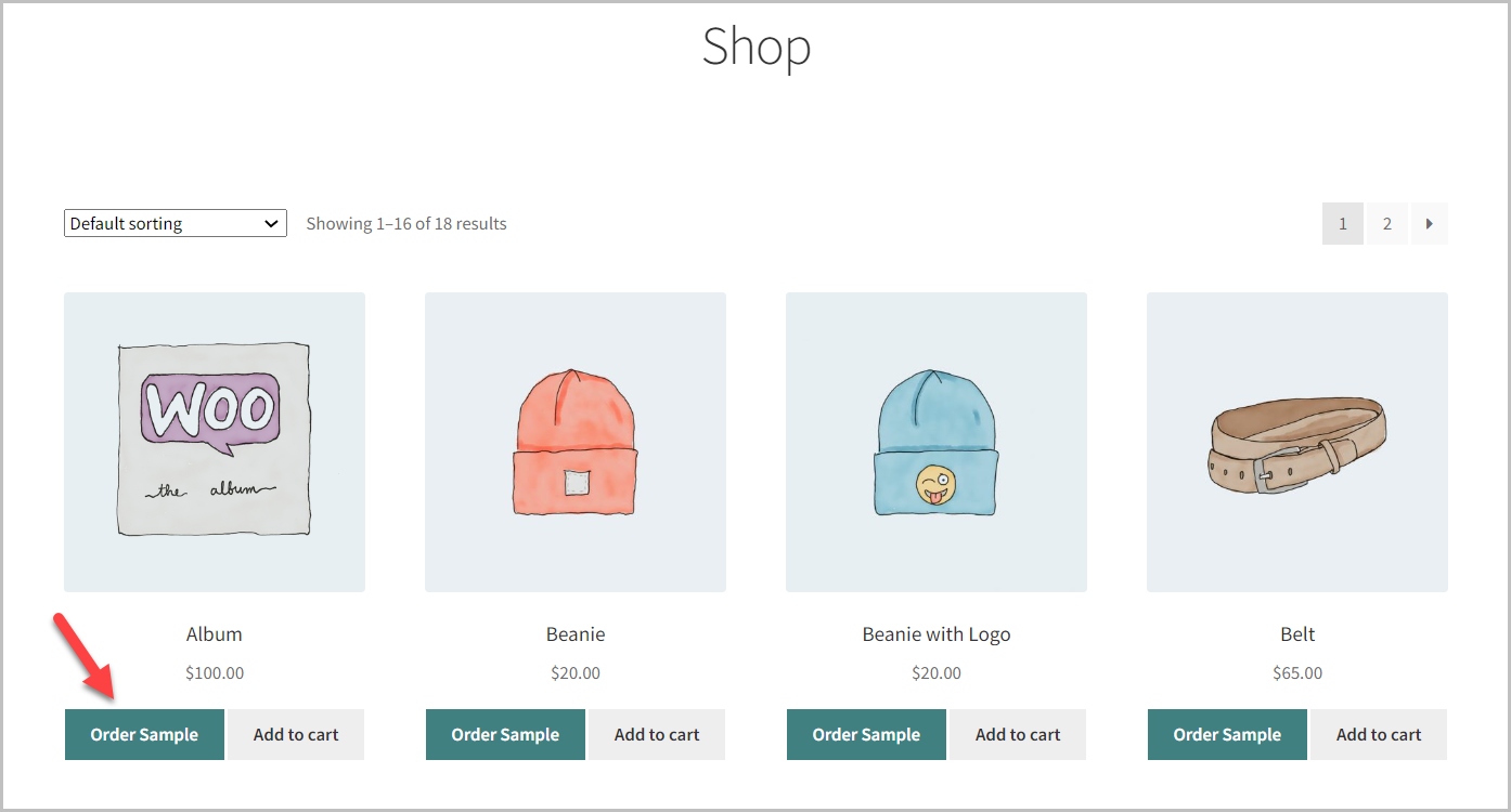 WooCommerce order sample products plugin