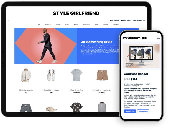 Style Girlfriend site
 displayed on a tablet and mobile phone.