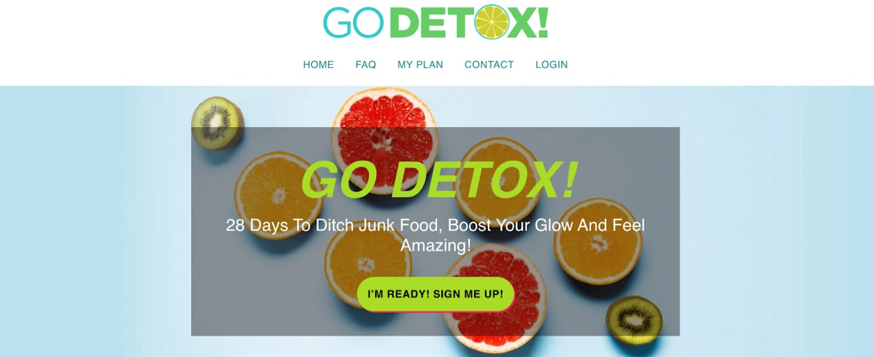 Go Detox! homepage design