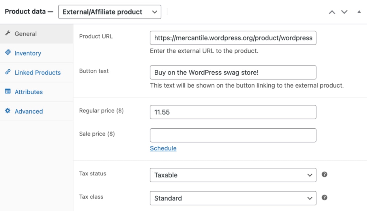 adding an affiliate product with WooCommerce
