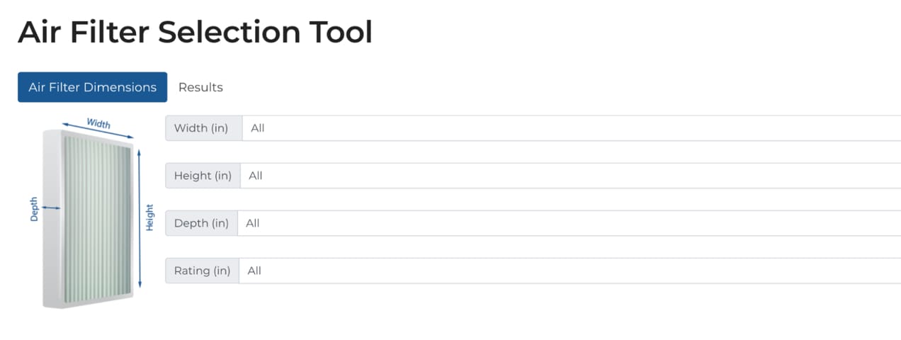 air filter selection tool