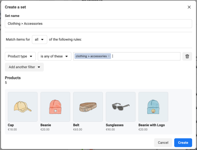 Create a catalog set filtered by a WooCommerce product category