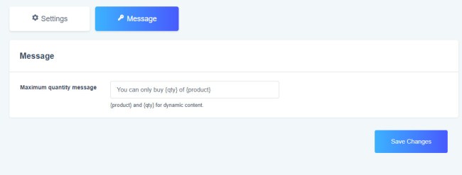 Free Product Sample for WooCommerce settings screen message tab