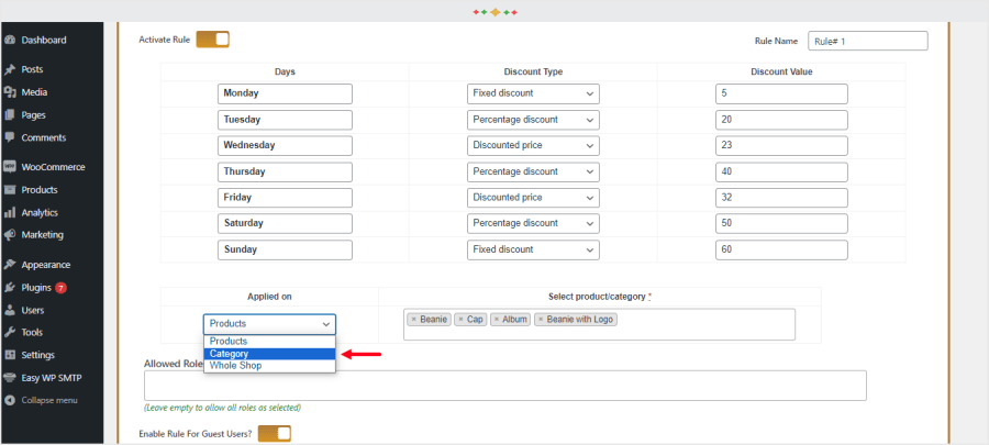 woocommerce price by weekdays plugin
