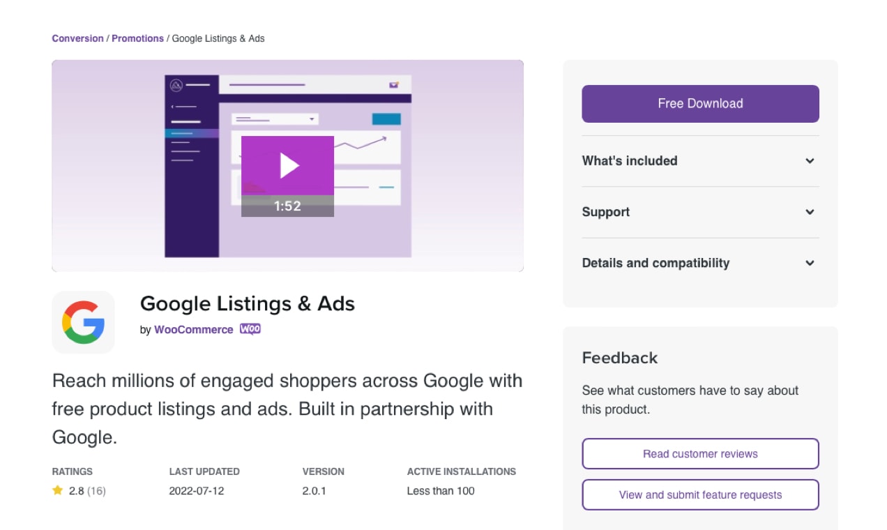 Google Listings and Ads extension
