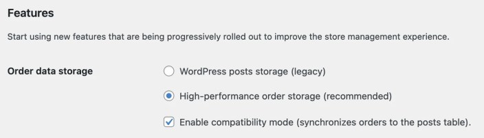 HPOS is selected and compatibility mode is selected. 