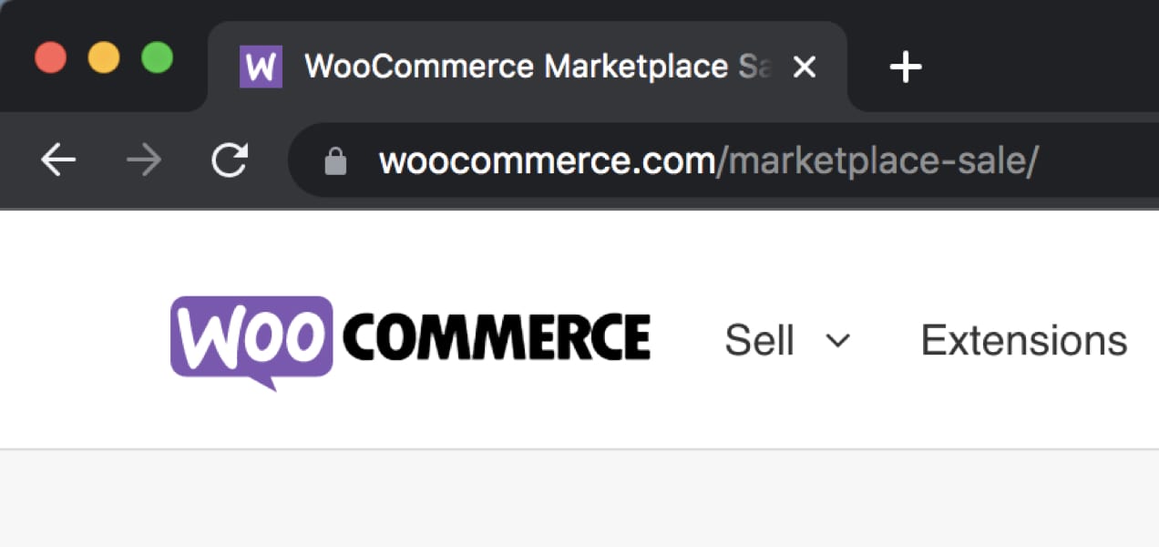 SSL certificate shown in the address bar of WooCommerce.com