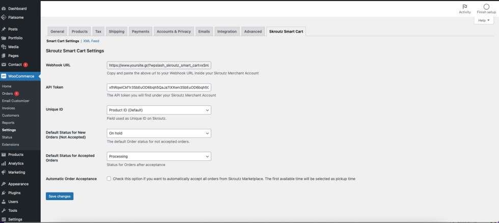 skroutz woocommerce plugin settings