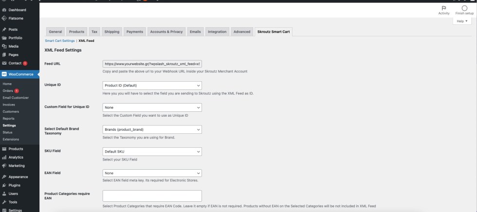Skroutz WooCommerce XML Feed settings