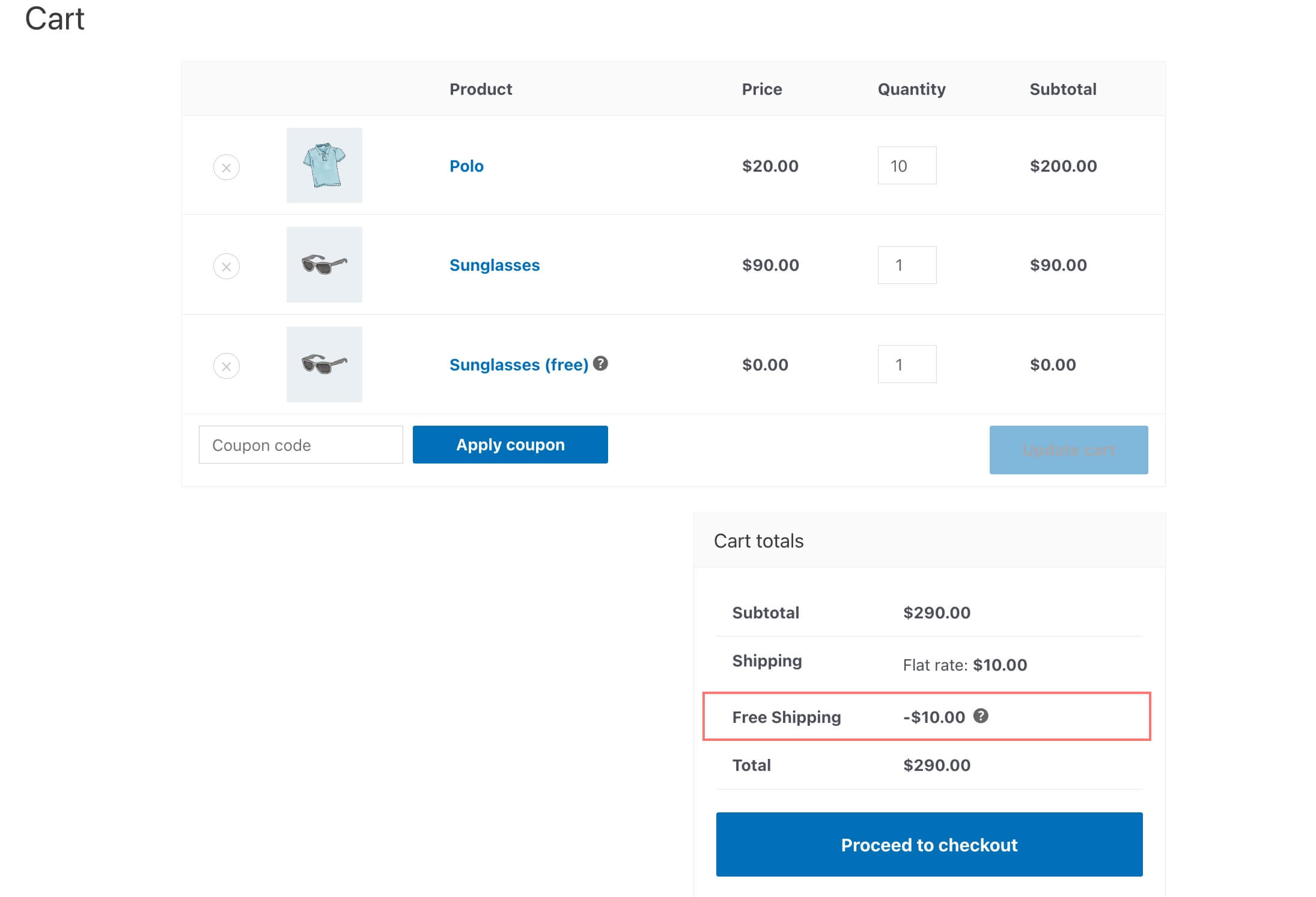 free shipping in WooCommerce dynamic pricing - YayPricing 