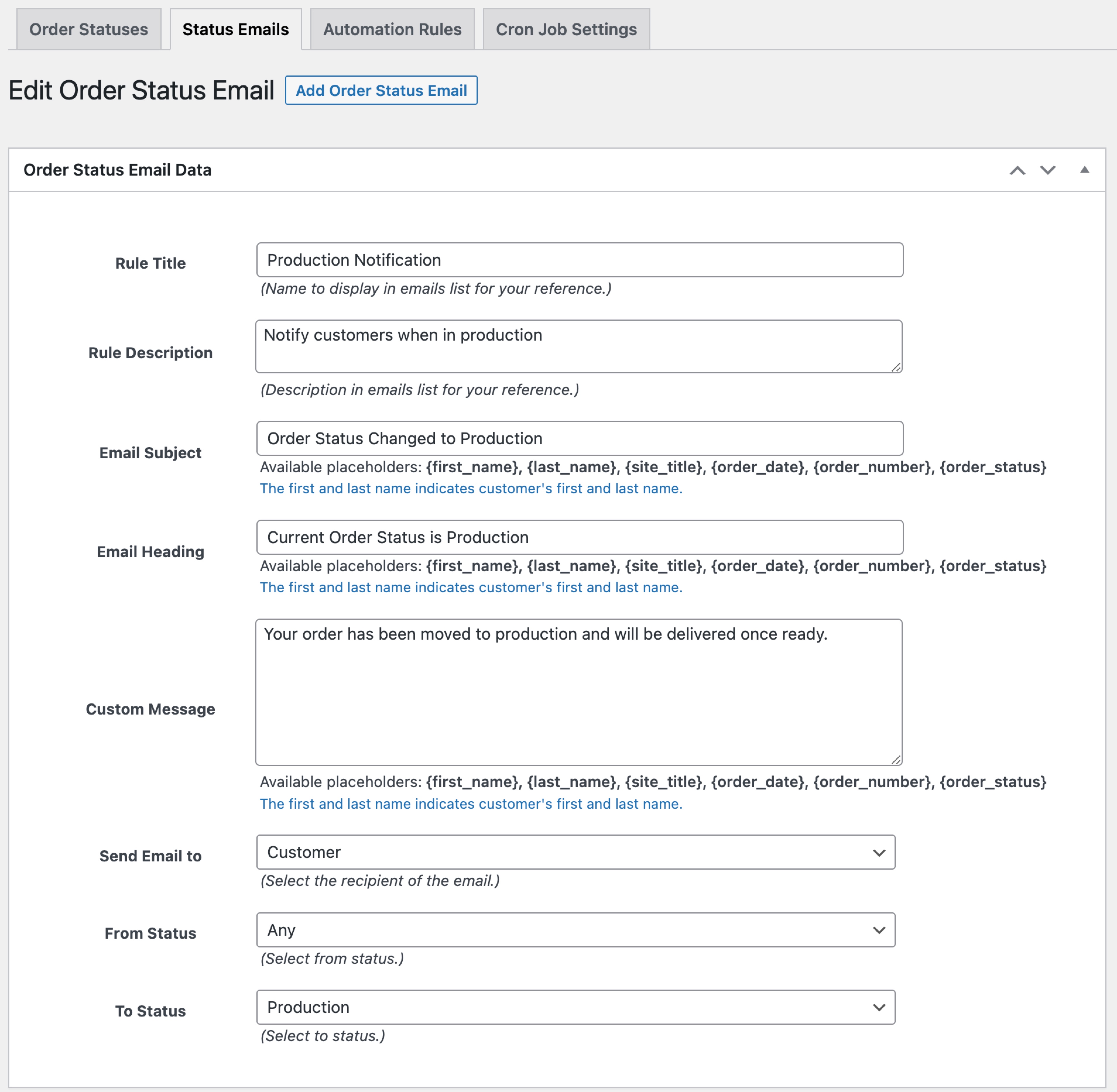 WooCommerce Order Status Manager Documentation