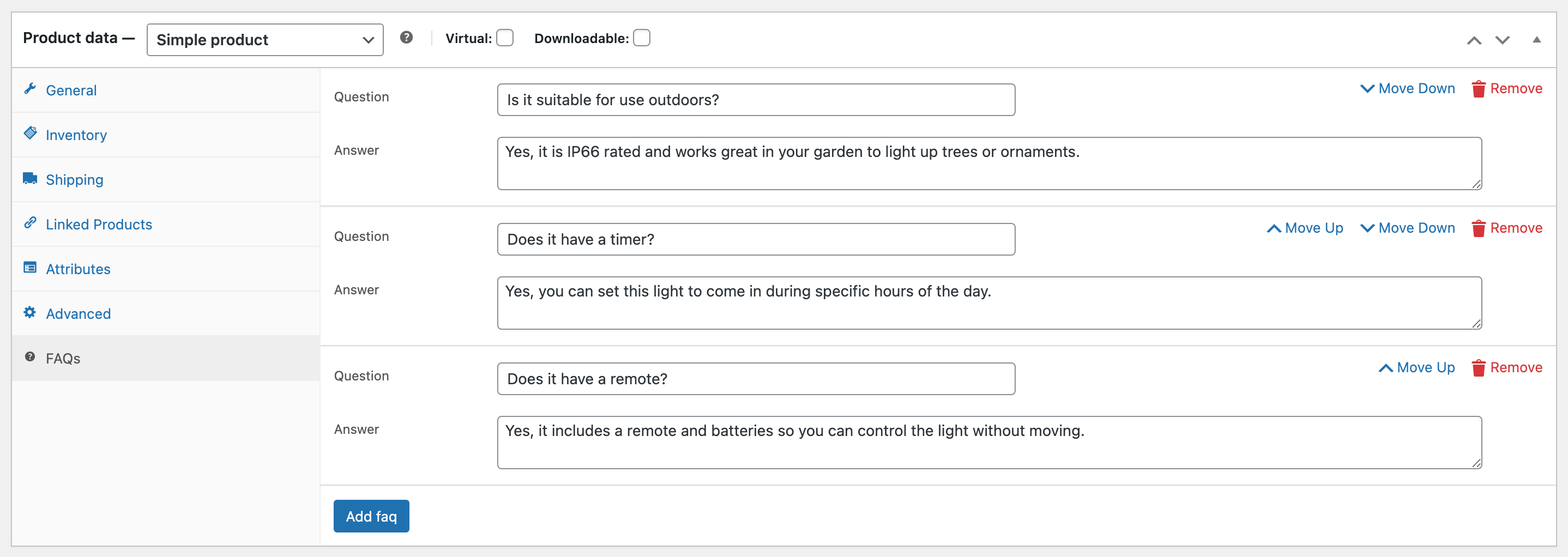 Product FAQs Documentation - WooCommerce