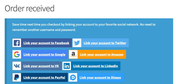 Social Login on Order Received page