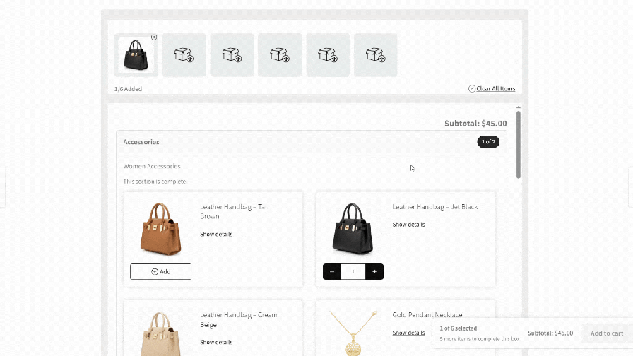 Create Box Sections for Flexible Combinations