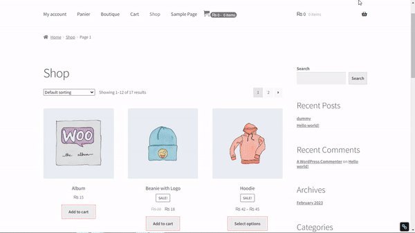 Display Sticky Cart