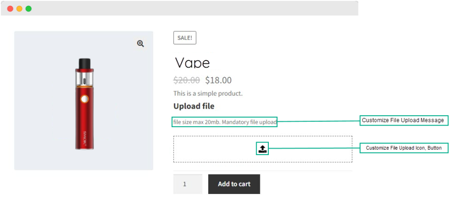 customer upload file for woocommerce