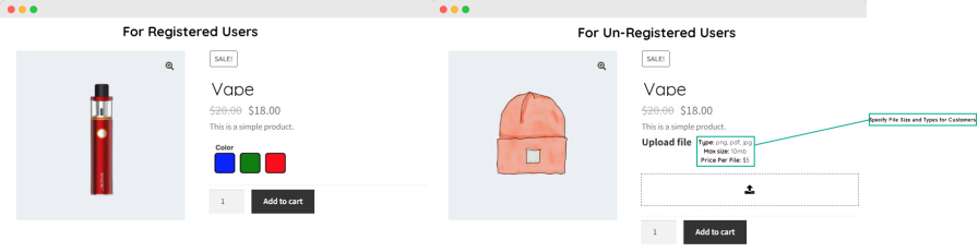 customer upload file for woocommerce