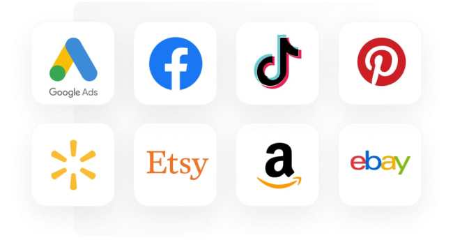 Logos of popular social media and advertising integrations.