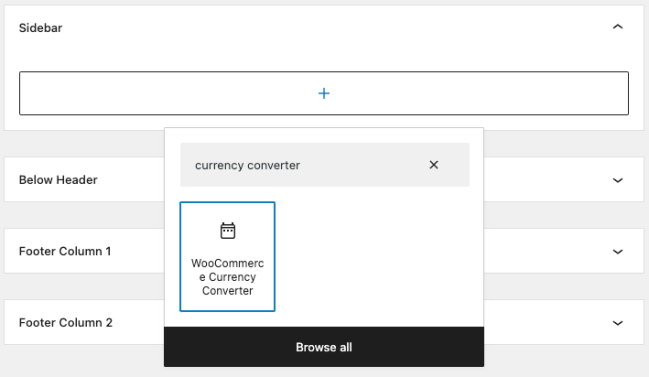 Add the currency converter widget to the sidebar.
