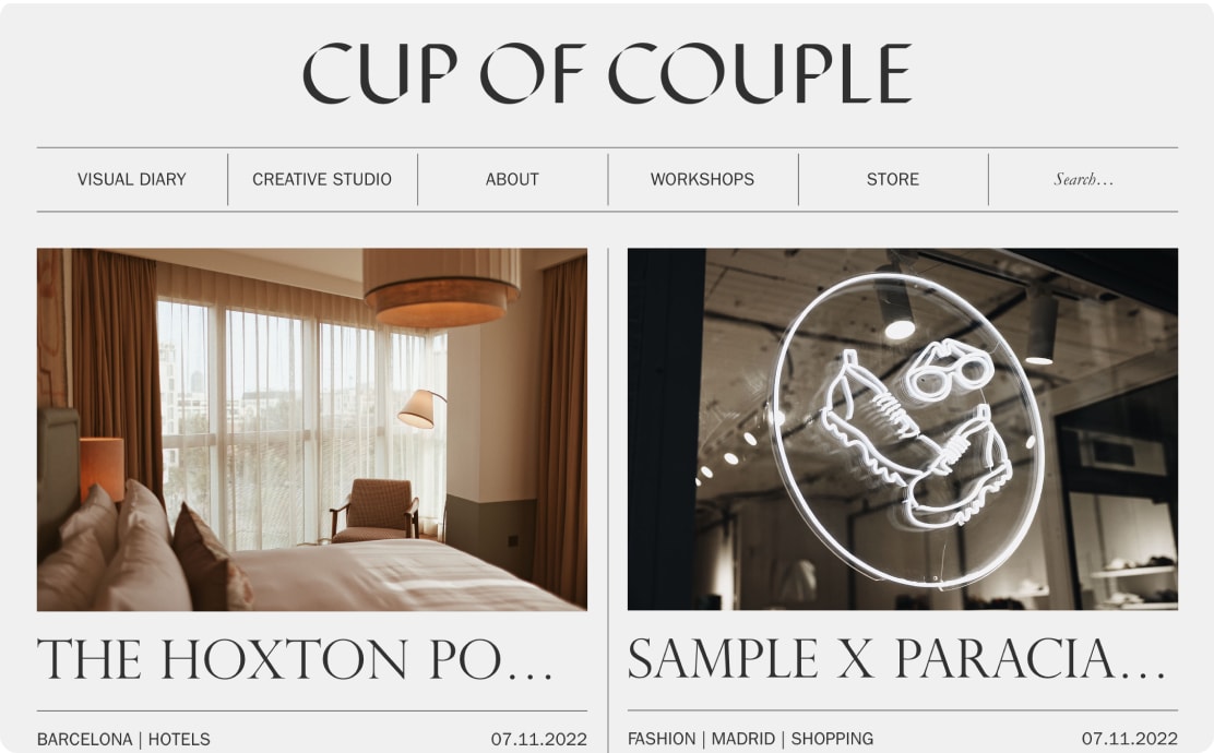 Captura de pantalla de la web de Cup of Couple