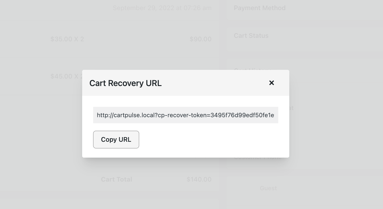 Cart Recovery URL