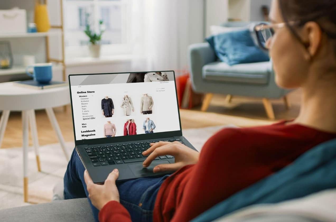 woman shopping on a laptop