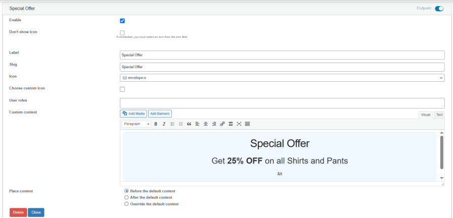 Create Custom Endpoint