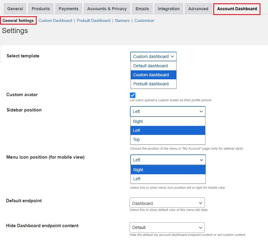 Custom Dashboard and Prebuilt Dashboard