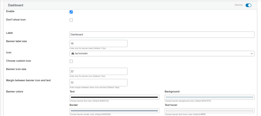 Customize the Banner