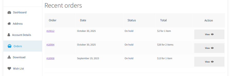Display essential customer info on tables