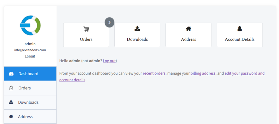 Edit Default My account dashboard Text