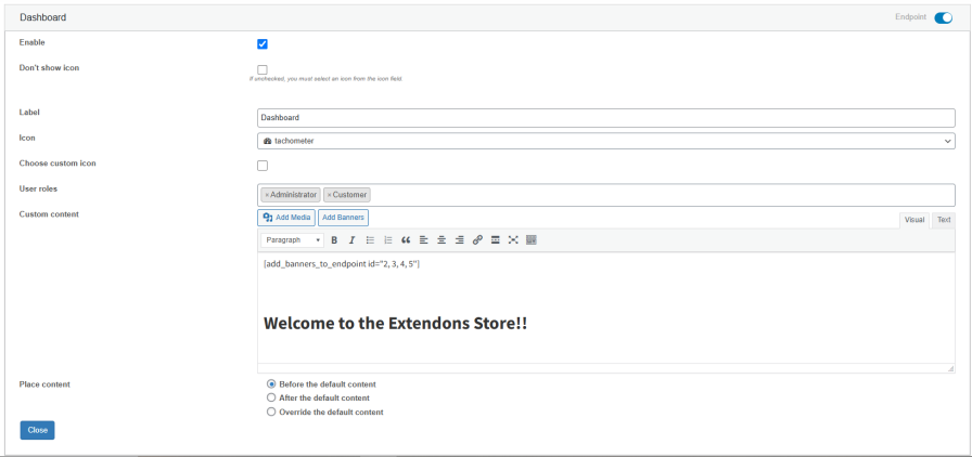 Edit default endpoints